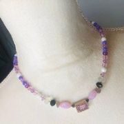 Amethyst Handcrafted opal  moon glow crystal beaded necklace