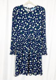 Draper James Kitty Dress: Nassau Navy Blue Multi Magnolia Floral Print