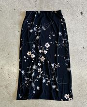 Vintage Black Floral Maxi Skirt