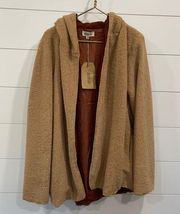 NWT Listicle Tan Teddy Cardigan Size L