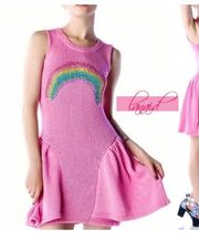 Wildfox Liv Dress Little Rainbow Sweater Knit Sleeveless Fit & Flare A-Line Mini