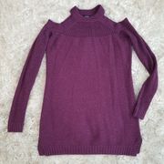 Justify Cold Shoulder Tunic Sweater Purple Size Sm