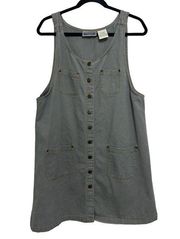 Vintage Erika Classics Button Down Denim Pinafore Dress - Size L