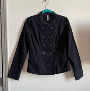 Black Peacoat Jacket Short Length Waist Detail