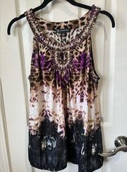 Inc Bling Sleeveless Blouse Sz M