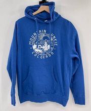 Colorado Mountain Junkie Hoodie Unisex Sz Lg Blue White Cozy Cotton Blend