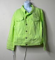 Mistress Rocks 'Fathom' Neon Green Classic Oversized Denim Jacket Size M NEW