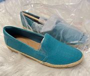 Collection by Clarks Teal Leather Espadrille Slip On Shoes Loafers New! Size 8