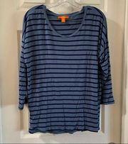 Joe Fresh Blue Striped 3/4 Sleeve Blouse size M