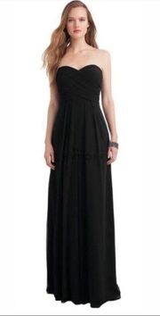 Bill Levkoff Women's Strapless Black Chiffon Formal Floor Length Gown Size 8