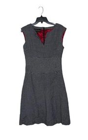 Donna Ricco Wool Blend Check Fit & Flare Dress Lined Split V-Neck Women Size 8