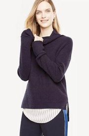 NWT Women's Ann Taylor L/S Blue Ribbed Hi-Lo Turtleneck Sweater Sz XL