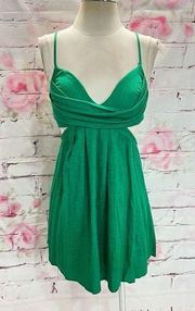 Alice Elle Women's Sleeveless Cutout Back Mini Skater Green Dress Size 6