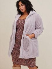 Torrid Faux Fur Lilac Dusty Purple Hooded Coat Size 5XL