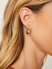 NIB MOTF Premium 14K Gold Plated Hoop Earrings  Fabulous!!