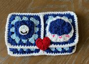 Crochet Granny Square Blue Bear Wallet