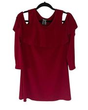 TMG Burgundy Cold Shoulder Long Sleeve Mini Dress Women's Size Large