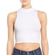 BP White High Neck  Nordstrom Ribbed Sleeveless Crop Top