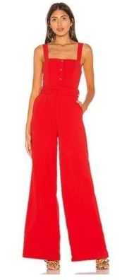 NEW L’Academie Revolve Aster Jumpsuit in Red