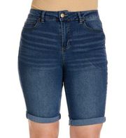 D Jeans High Waisted Single Button Mom Bermuda Denim Shorts Blue Size 16W