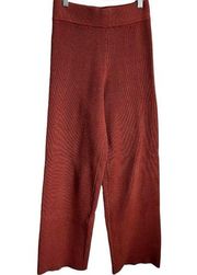 Bohme Burnt Orange Thick Knit Pull On Wide Leg Pants