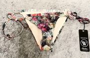 Wildfox Floral Ruffle Tie String Bikini Swim Bottom Size XS NWT