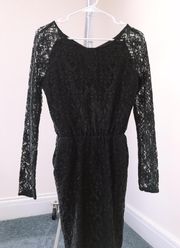 Black Lace Bodycon Dress Women Size Medium