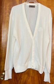 Jantzen Long Sleeve White Classic Cardigan Made in USA, Size Large