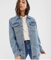 ASOS DESIGN Tall Denim Girlfriend Jacket Shaket | Sz 16 | Midwash Stonewash Blue