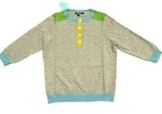 Boden Gray Crewneck Sweater Size US 10 -12 UK16  Colorblock Buttons Womens New