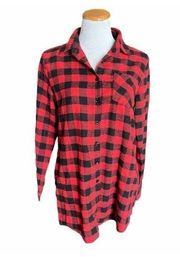 Womens Acting Pro Buffalo Plaid Button Down Casual Shirt - Sz L