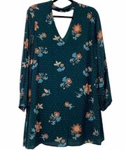 The Room Green Floral Swiss Dot Long Sleeve Dress