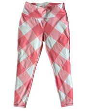 CROWN & IVY Pink White Gingham Workout Pants Leggings Size Medium