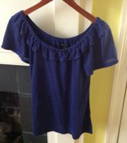 Ruffle Neck Linen Sweater - Sz S