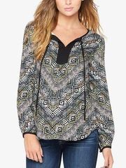 Ella Moss Maternity Tribal Blouse - Geometric - Black Multi