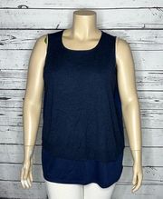 DG2 by Diane Gilman NWT Size 2X Navy Blue Layered Tank Top Blouse