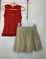 Anthro ADIVA & Banana Republic Crochet Rust Orange Top & Skirt BundleSize XS