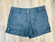 Dalia collection linen chambray denim shorts sz 6