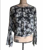 Melrose and Market floral bell sleeve blouse