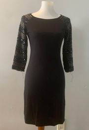 Beaded Sleeve Sheath Dress