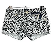 Juicy Couture (24) White Black Wild Cheetah Denim Micro Mini Shorts Cutoffs NWT