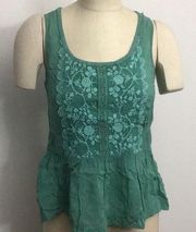 NWOT Johnny Was Embroidered Tan Sz Small Green