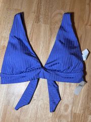 Aerie Large  Women’s Blue  Rib Triangle Tie Back Bikini Top BNWTS  $34.95