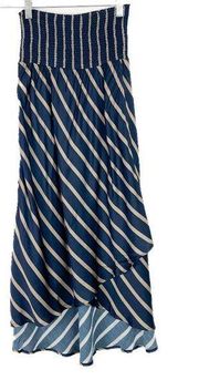 NWT  Striped Smocked Strapless High-Low Dress Size Small S NEW