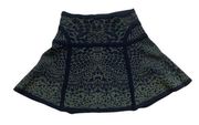 Diane Von Furstenberg Flote Reptile Print Jacquard Knit Olive Mini Flare Skirt