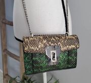 Kenneth Cole Green Snakeskin Chain Strap Crossbody Shoulder Bag