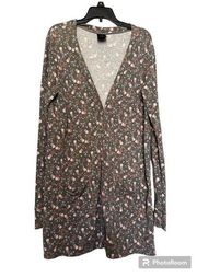 Agnes & Dora Floral‎ long cardigan gray/pink size M