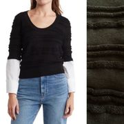 Veronica Beard Wool Mixed Media Juni Sweater Black Size S NWT