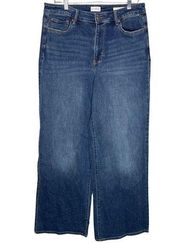 Wonderly  Jeans Women 14 Blue Medium Wide Leg High Rise Fading Whiskering Casual