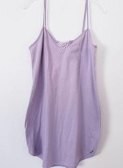 Vintage Tank Nightgown Chemise Lilac Purple Crochet Lace Detail Medium